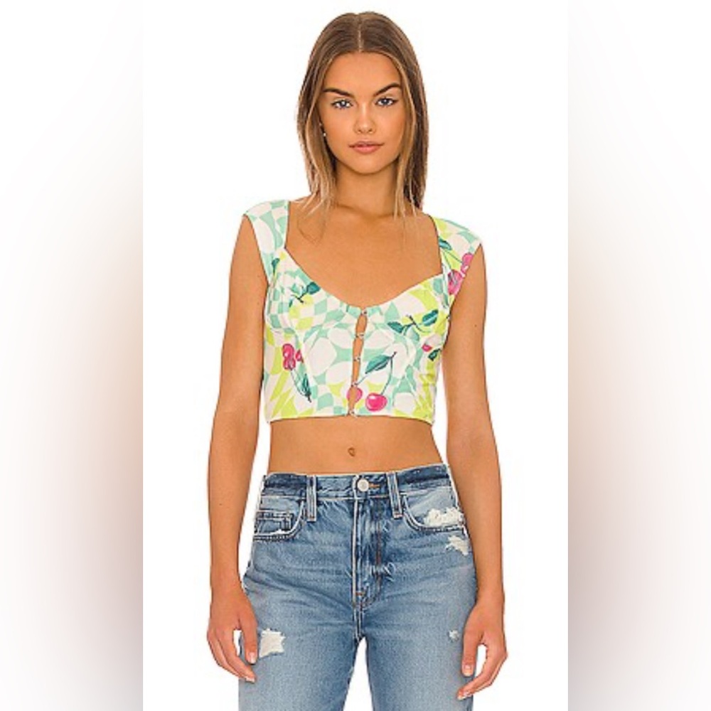AFRM Bradlee Corset Top in Mint Cherry Size Small New - Picture 1 of 7